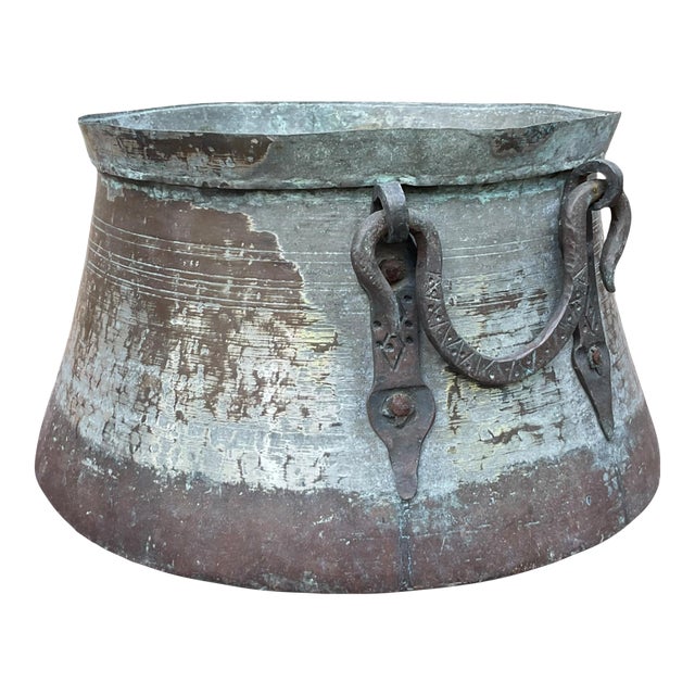 Late 19th Century Antique Primitive Bucket, Cauldron or Kettle With Handles For Sale