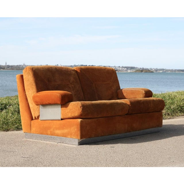 Suede and Steel Orange Sofa, 1970 For Sale - Image 17 of 18