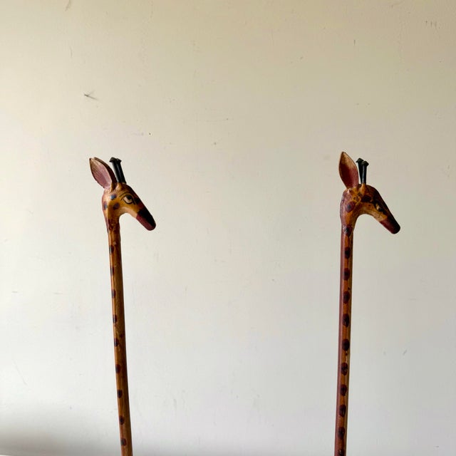 Metal Pair of Late 20th Century Tole Long Neck Giraffes For Sale - Image 7 of 7