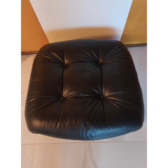 Soriana Ottoman in Black Leather by Afra & Tobias Scarpa for Cassina, 1970s For Sale - Image 6 of 11
