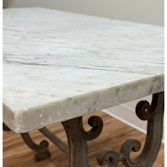 Antique French Marble Top Cast Iron Bistro or Pastry Table For Sale - Image 14 of 15