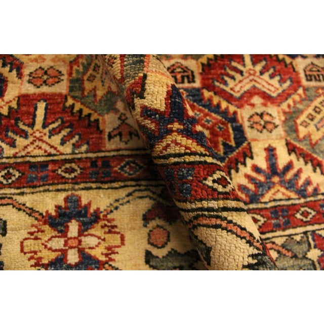 Textile 1980s 1980's Semi Vintage Kazak Gold/Blue Wool Rug - 4'3'' X 5'6'' For Sale - Image 7 of 10