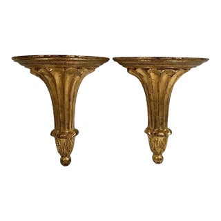 Vintage Italian Florentine Gilded Gold Corbel Wall Shelf - A Pair For Sale