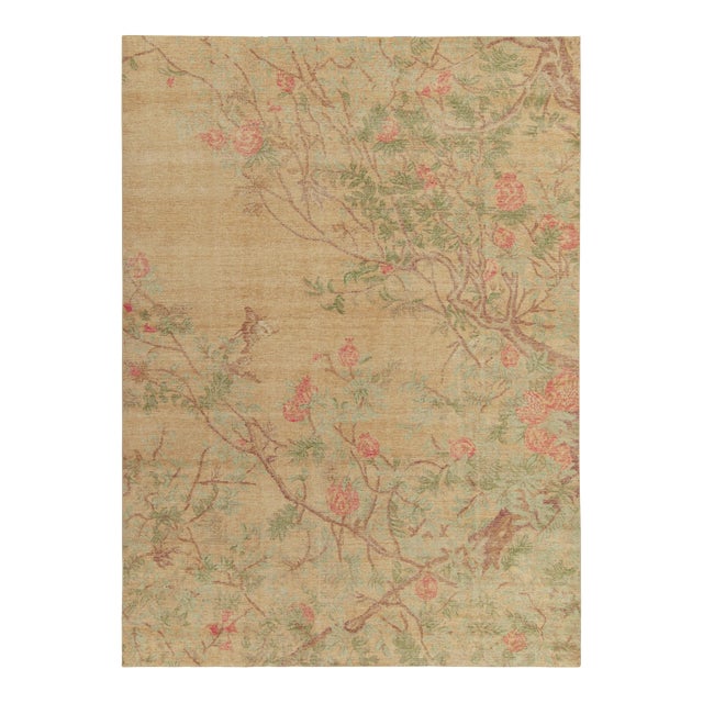 Rug & Kilim’s Arbor Rug in Gold and Coral, 5x8 For Sale