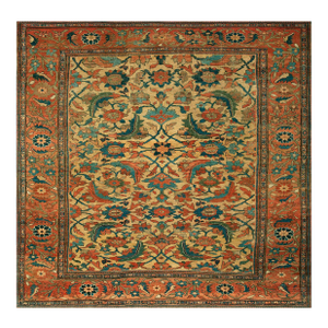 Jaw Dropping Ivory Field Rustic Border Antique Persian Ziegler Sultanabad Rug