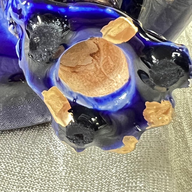 Late 19th Century Pair Victorian Cobalt Blue Jardinière Vases W/ Ring Handles & Paw Feet For Sale - Image 13 of 15