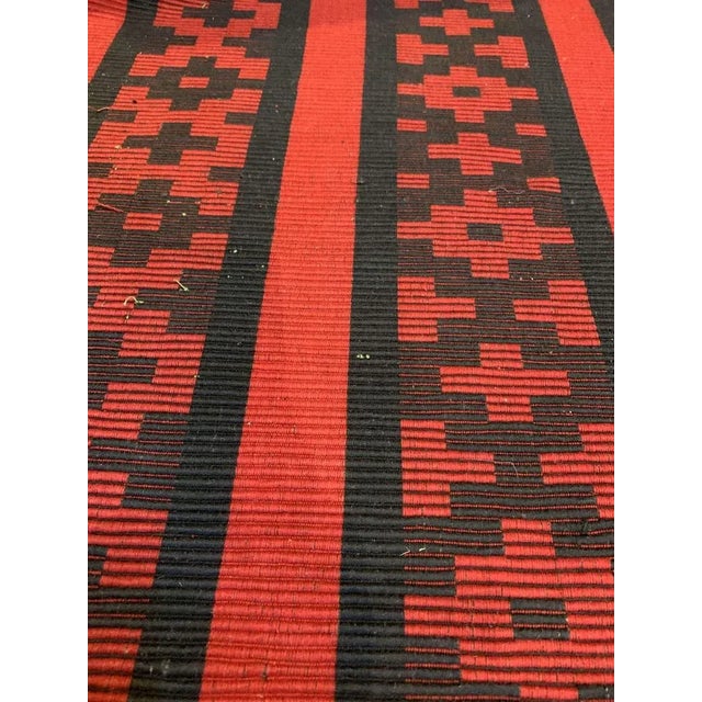 Textile Mid-Century Swedish Runner in Red & Black Geometric Pattern For Sale - Image 7 of 8