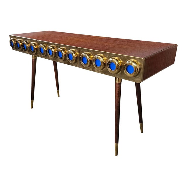 1980s Console in Brass and Glass, 1980s For Sale - Image 5 of 8