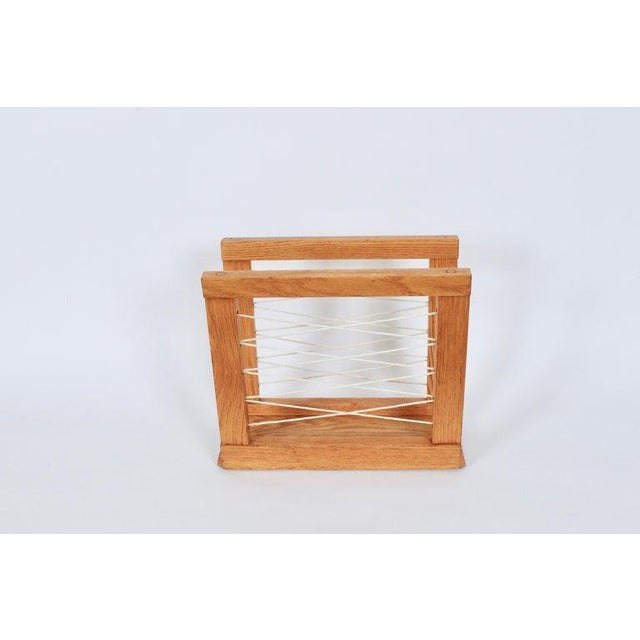 Hand Crafted Solid Oak and Cord Magazine Rack, Circa 1950 For Sale - Image 4 of 12