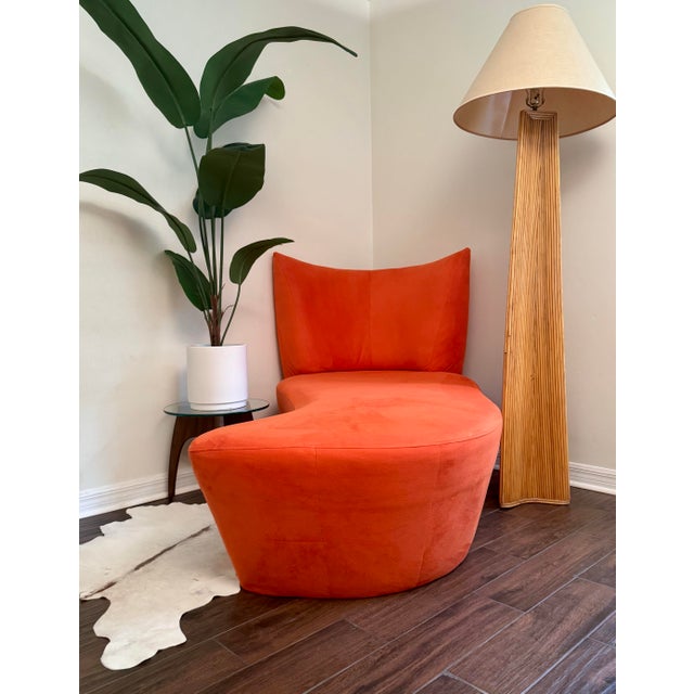 Contemporary 1970s Vic-Line Sculptural Modular Chaise Lounge in Orange Velvet For Sale - Image 3 of 9