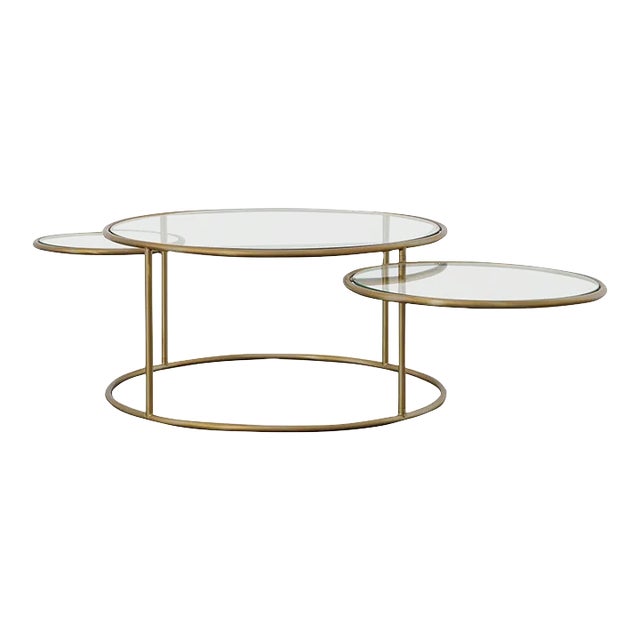 Cassie Glass & Brass Coffee Table For Sale