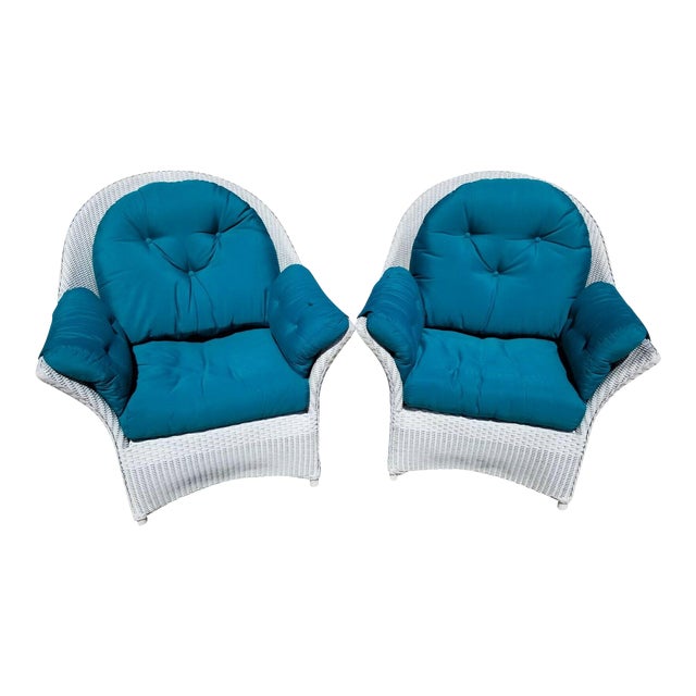 Lloyd Flanders Loom Wicker Lounge Chairs For Sale