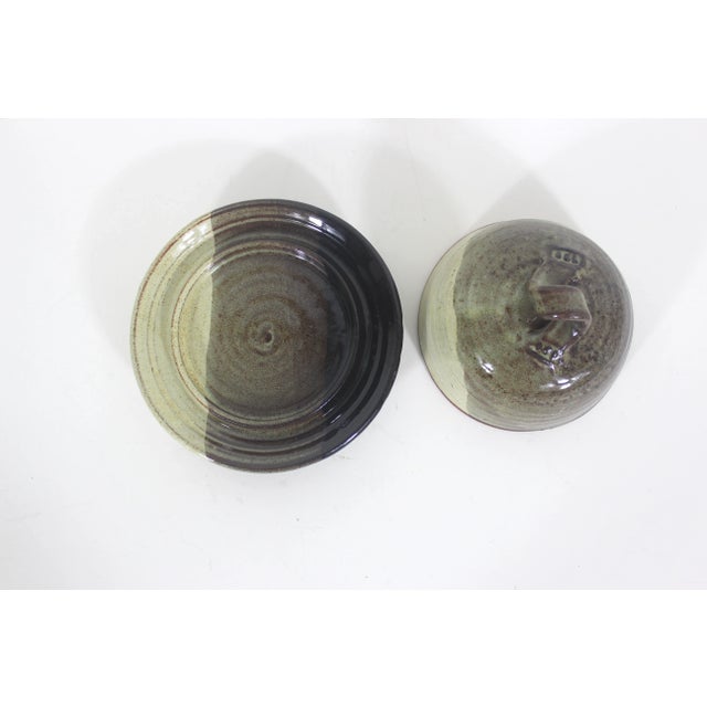 Ceramic Vintage Studio Pottery Lidded Butter Dish For Sale - Image 7 of 8
