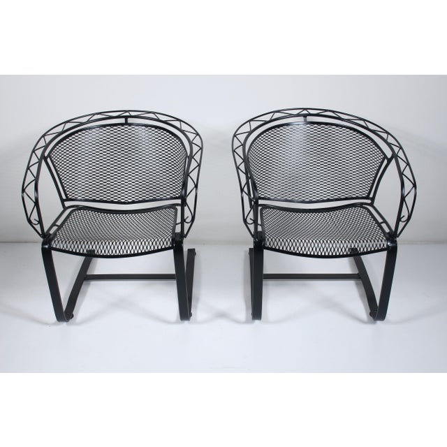 Pair of Russell Woodard Black Barrel Spring Rocker Lounge Chairs, 1950s, Attributed For Sale - Image 6 of 12