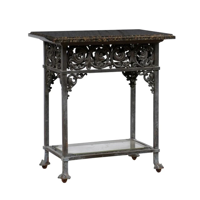 Early 20th Century Bronze Table with Original Granite Top For Sale - Image 12 of 12