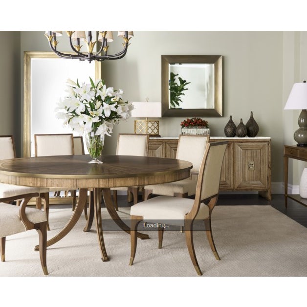 Black Walnut and Brass Inlaid Pedestal Table With Saber Legs by Jonathan Charles For Sale - Image 10 of 15