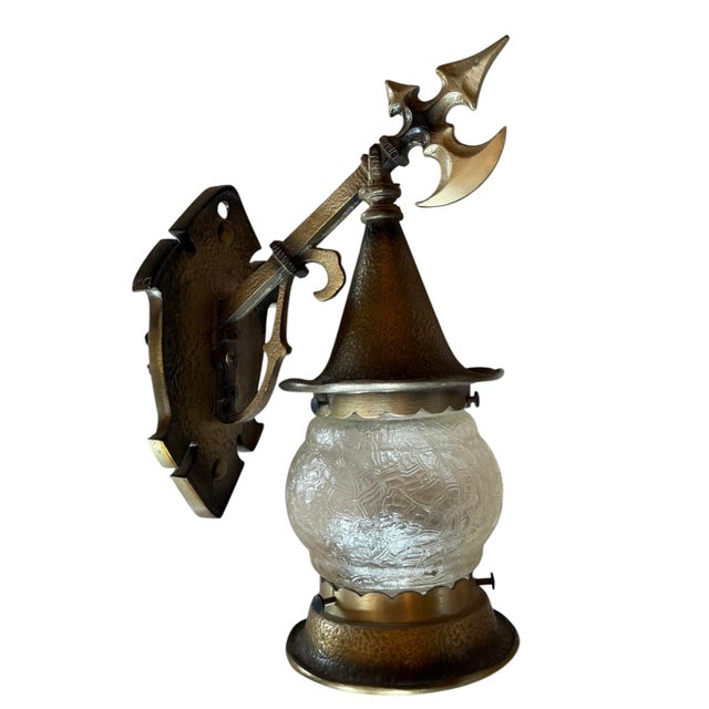 1930s Gothic Tudor Outdoor Wall Sconces With Original Patina - a Pair For Sale - Image 4 of 9
