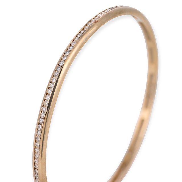 Mid 20th Century Vintage Diamond 18k White Gold Bangle Bracelet For Sale - Image 5 of 5
