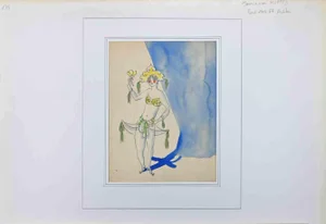 Maurice Van Moppes, The Dancer, Pencil & Watercolor, Early 20th-Century