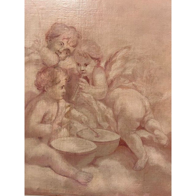 Putti, 19th Century, Oil Paintings on Canvas, Set of 2 For Sale - Image 16 of 18