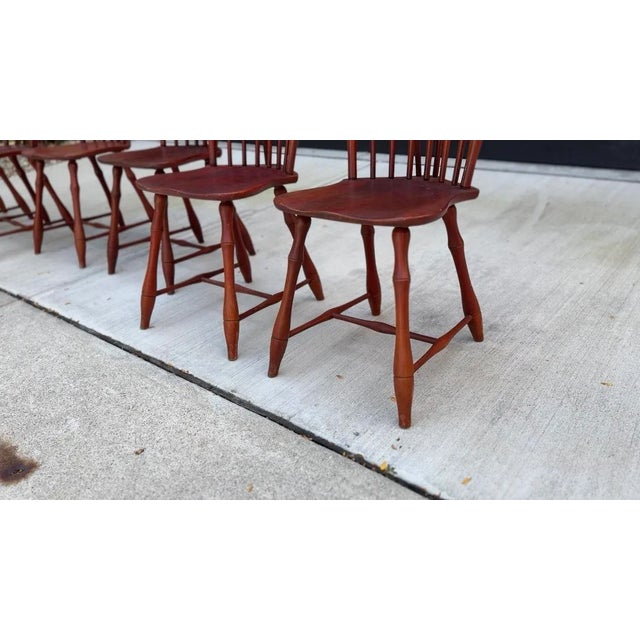 Set/6 Early 20th Century Spindle Windsor Chairs For Sale - Image 9 of 9