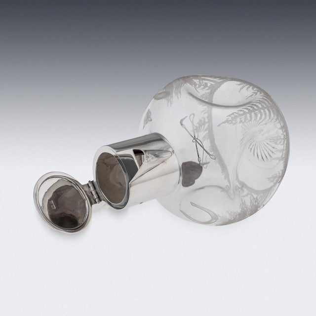 Silver Antique English Silver and Etched Glass Claret Jug, 1897 For Sale - Image 8 of 18