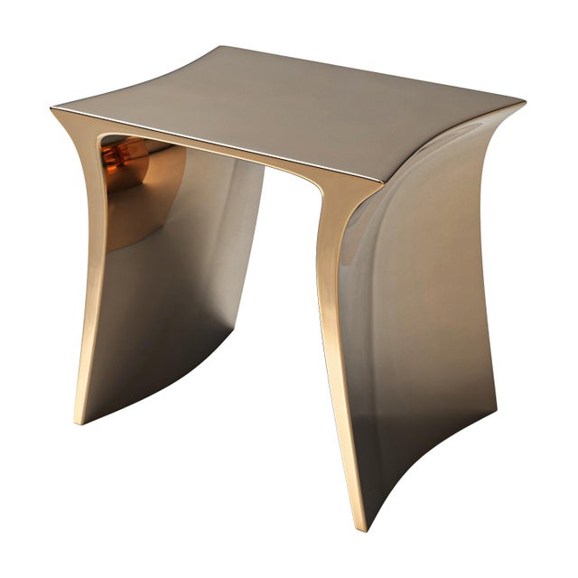 "Alphacute" Side Table With Bronze, Handmade For Sale In Los Angeles - Image 6 of 6
