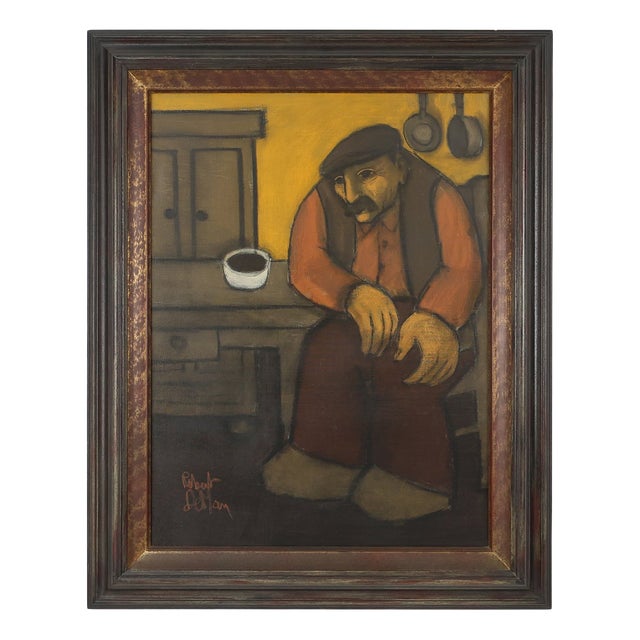Robert Deman, Solitary Man, 1940s, Oil on Canvas, Framed For Sale