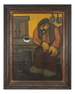 Robert Deman, Solitary Man, 1940s, Oil on Canvas, Framed
