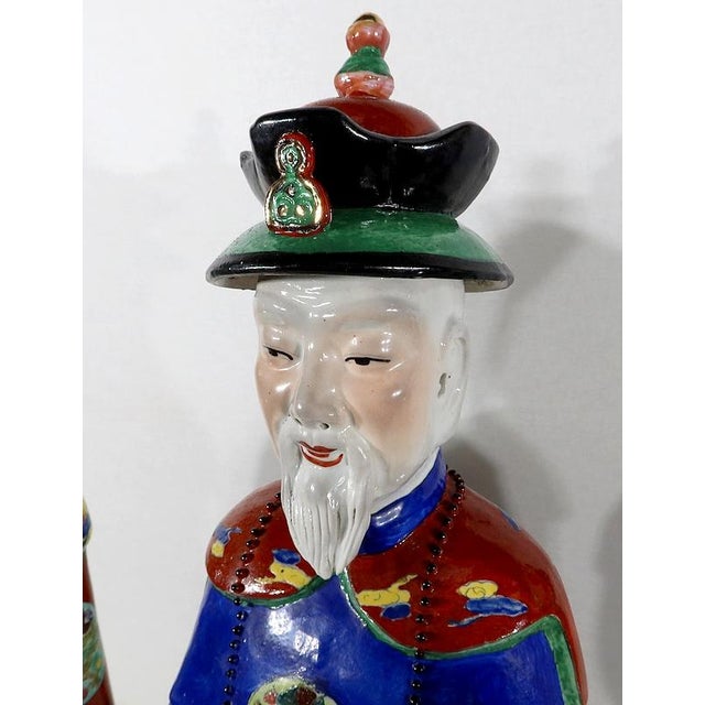 Mandarin Dignitary Statues in Earthenware, China, 1980s, Set of 3 For Sale - Image 12 of 18