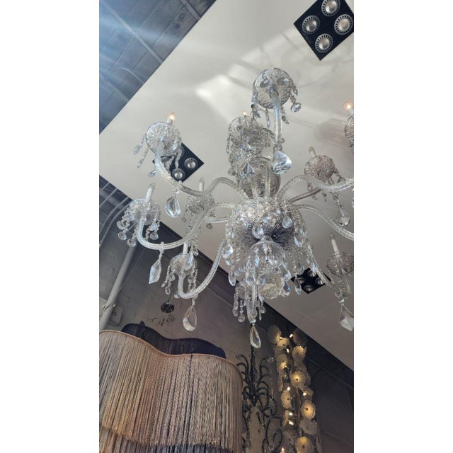 Art Deco Mid 20th Century Chandelier With Czechoslovakia Crystal For Sale - Image 3 of 6