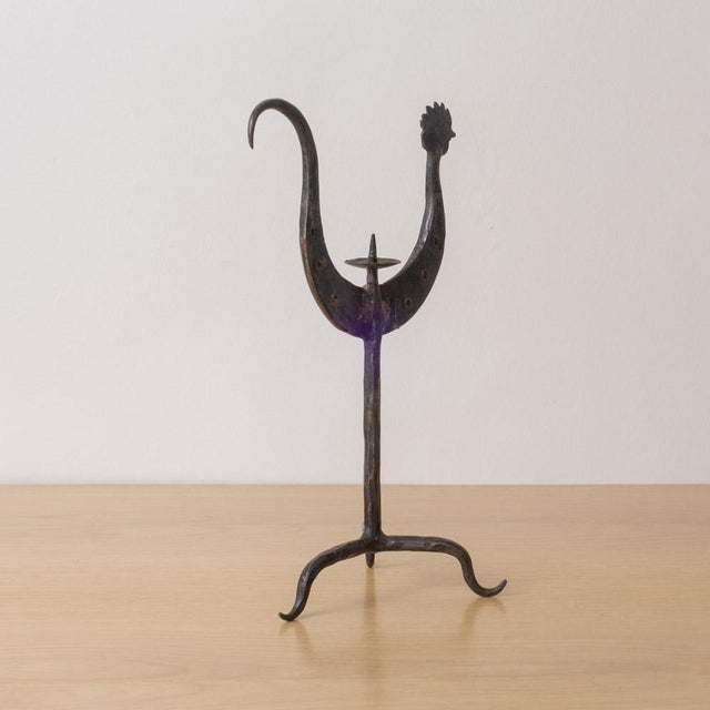 1950s French Iron Rooster Candlestick For Sale - Image 12 of 13