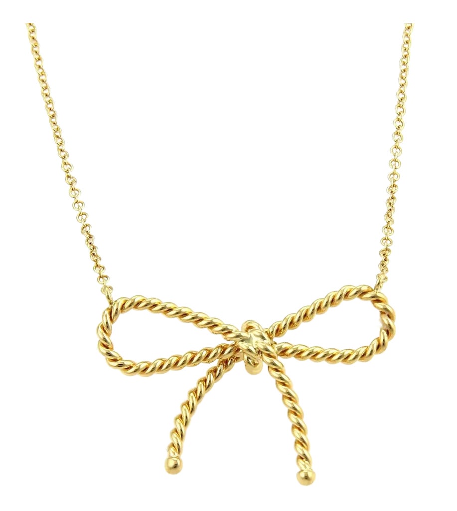 Tiffany & Co. Twisted Cable Wire 18k Yellow Gold Bow Pendant 