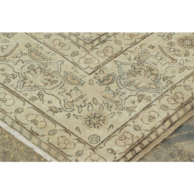 1900 - 1909 Antique Persian Kerman Lavar Rug in Ivory and Sky Blue Floral Design - Rug & Kilim For Sale - Image 5 of 7
