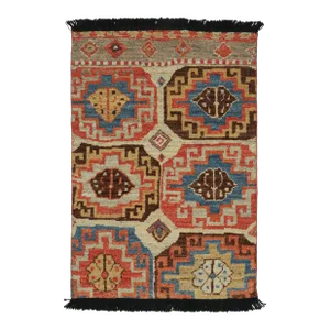 Rug & Kilim’s Tribal Style Rug With Primitivist Geometric Pattern and Medallions