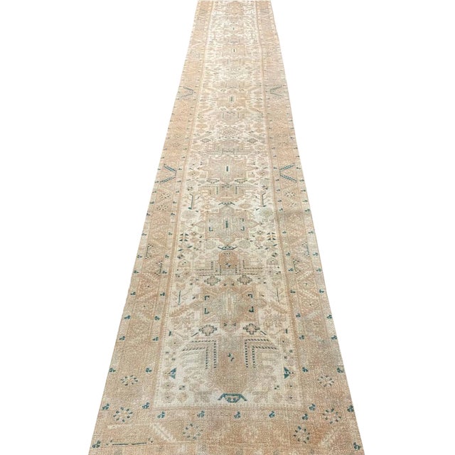 Vintage Old Persian Heriz Runner Rug 3x19 For Sale - Image 4 of 10