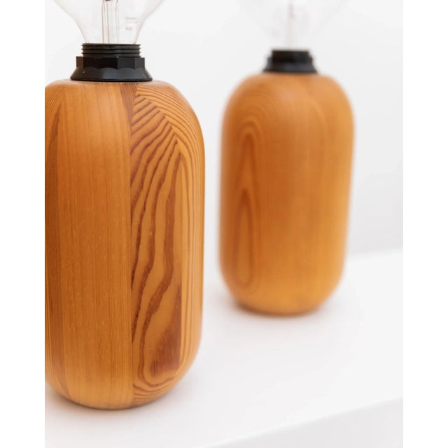 1960s Mid-Century Wooden Table Lamps with Lampshade from Domus, 1960s, Set of 2 For Sale - Image 5 of 11