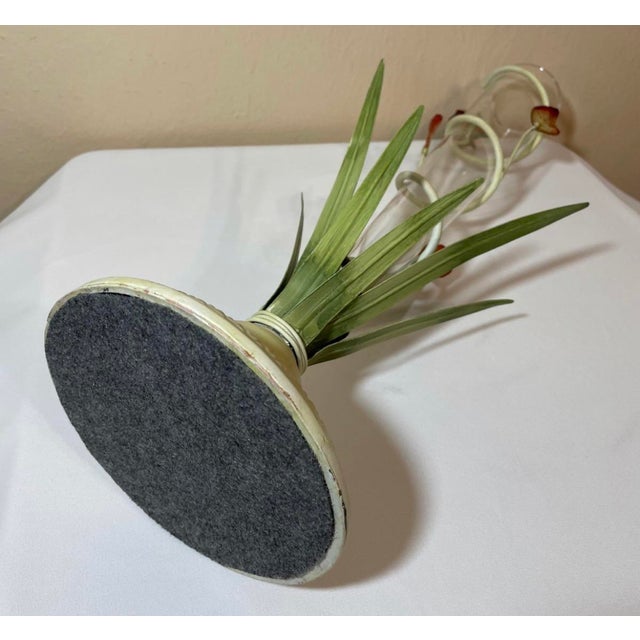 Mid Century Tall Tole Floral Vase Glass Insert Amberina Acrylic Rose Flowers For Sale - Image 11 of 11