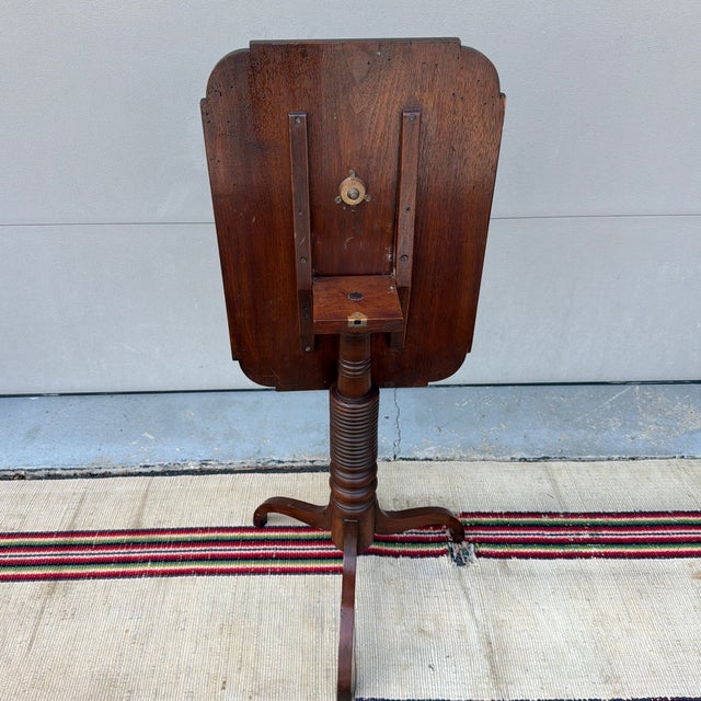 Brown Antique Pennsylvania Walnut Federal Tilt Top Spider Leg Candlestand, Chester County, Circa 1820s For Sale - Image 8 of 12