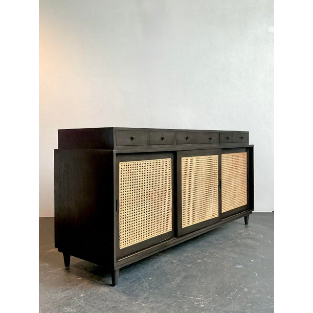 Mid-Century Modern Vintage Noir Hermosa Cane Front Credenza For Sale - Image 3 of 8