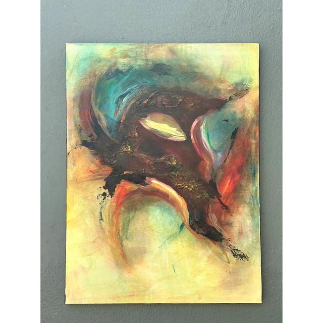 Vintage Abstract Expressionist Oil Painting on Canvas For Sale - Image 4 of 12