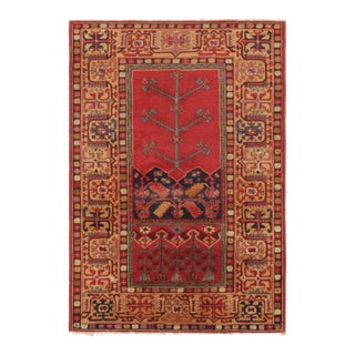 Antique Tetex Hooked Rug, Red With Geometric Patterns - Rug & Kilim For Sale