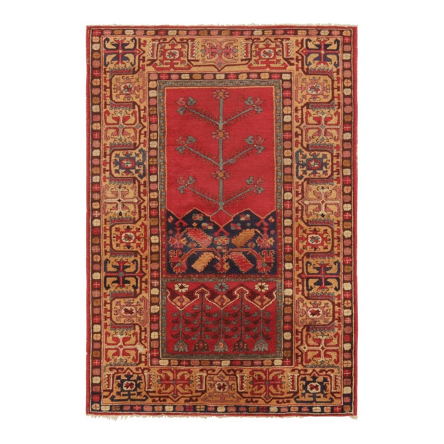 Antique Tetex Hooked Rug, Red With Geometric Patterns - Rug & Kilim For Sale