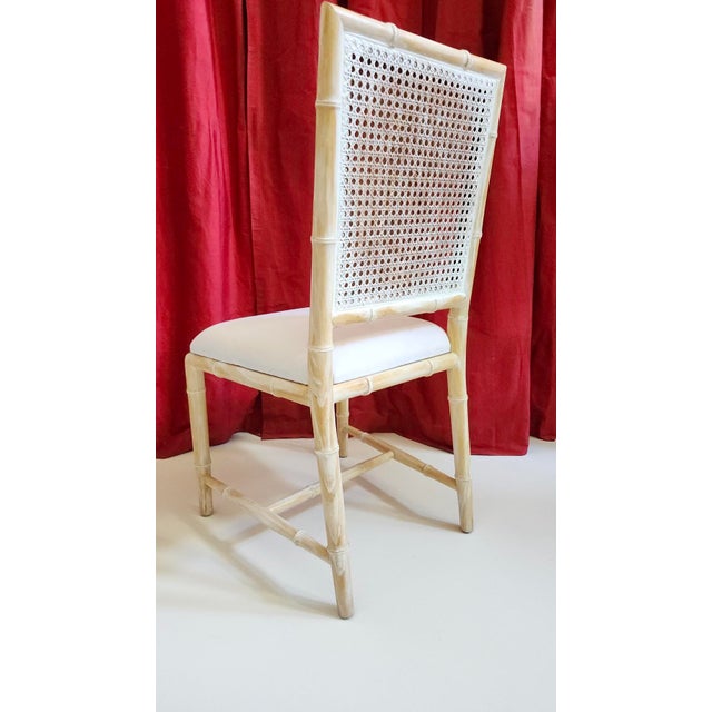 White Klismos & Faux Bamboo Distressed Finish Dining Chairs, 2 Klismos End Chairs, 6 Aubrey Side Chairs For Sale - Image 8 of 18