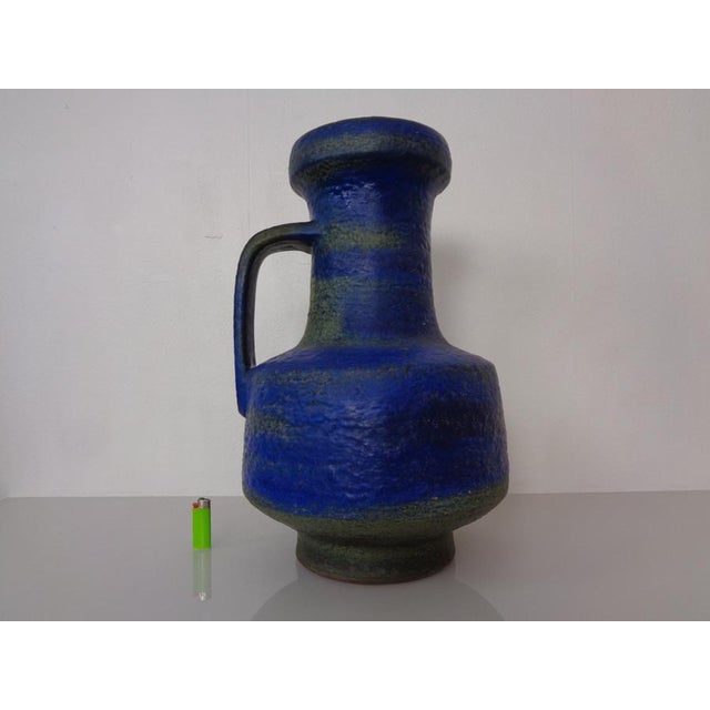 Large and very heavy ceramic floor vase by Fridegart Glatzle for Karlsruhe Majolica from the 1970s. Marked on the...