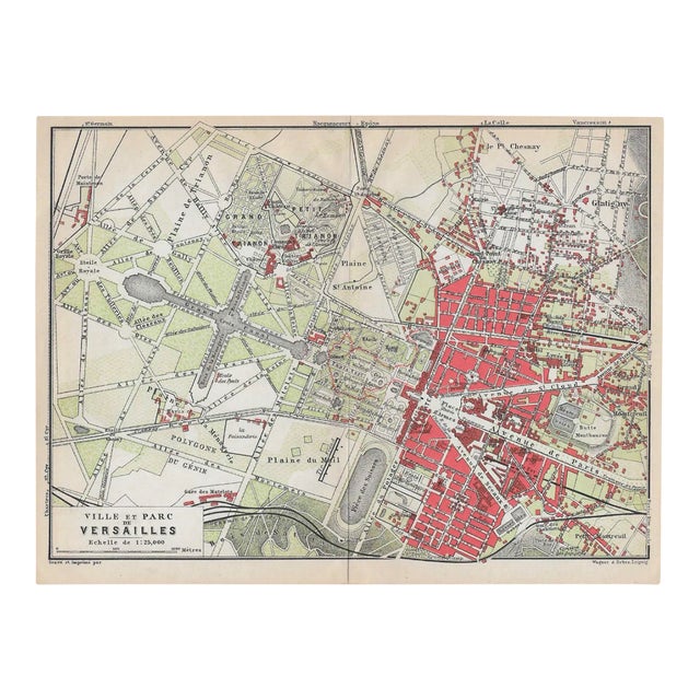 1907 French Map of Versailles From Paris Atlas For Sale