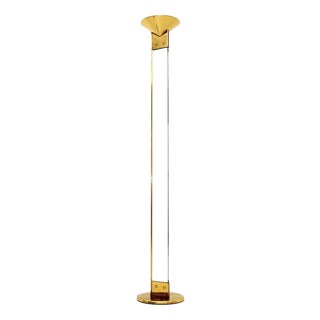 Vintage Italian Brass and Glass Floor Lamp attributed to Max Baguara for Lamperti, 1970 For Sale