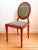 Absolutely stunning one-of-a-kind Sheraton style oval back chair with square tapering legs, which terminate on spade feet....