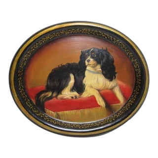 English Papier-Mâché King Charles Spaniel Tray For Sale