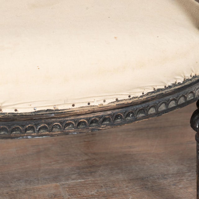 Pair 19th Century Swedish Gustavian Black Painted Carved Armchairs For Sale - Image 9 of 16